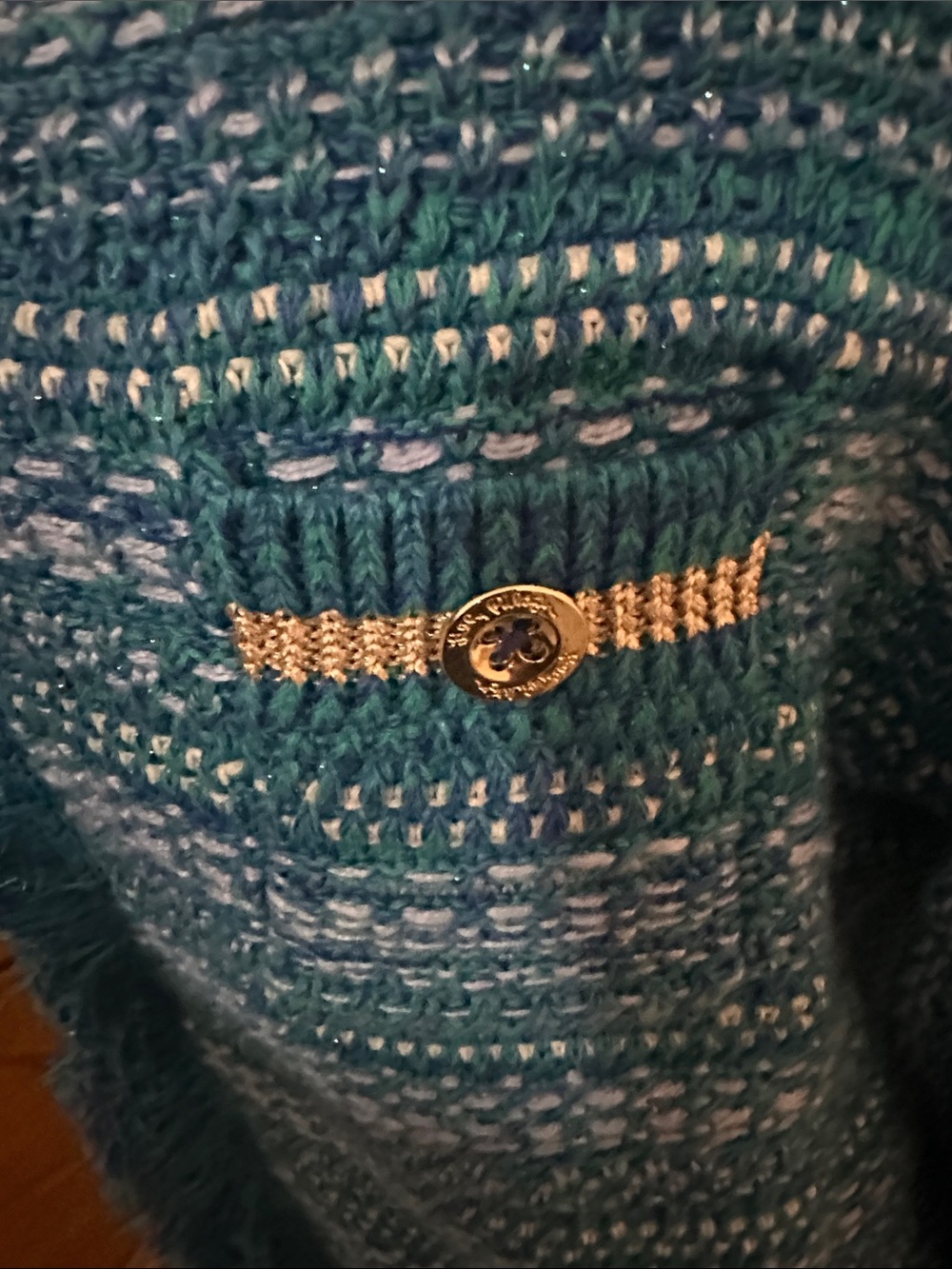 Lilly Pulitzer Teal & Blue Fringe Knit Cardigan - Picture 4 of 4